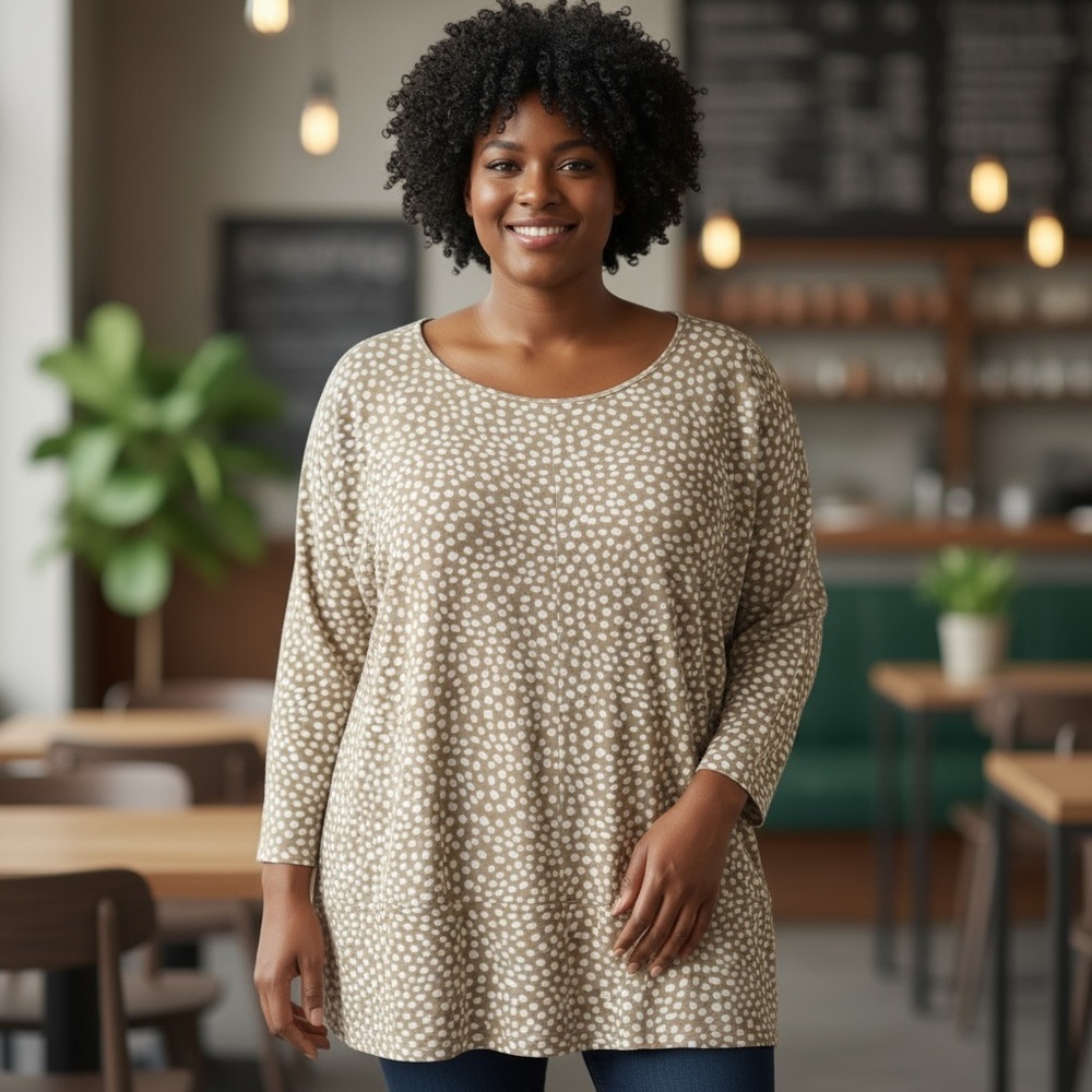 Alfani Beige and White Geometric Top 3XL LADIES